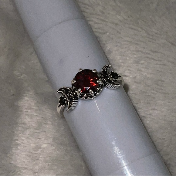 New Red Ruby Sterling Silver Eternity Goddess Moon Phase  Wiccan Ring - Picture 6 of 12